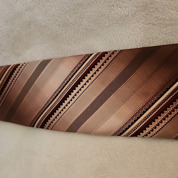Vtg JOSKE'S 1980s Brown Striped Slim Clip-on Tie - Picture 8 of 8